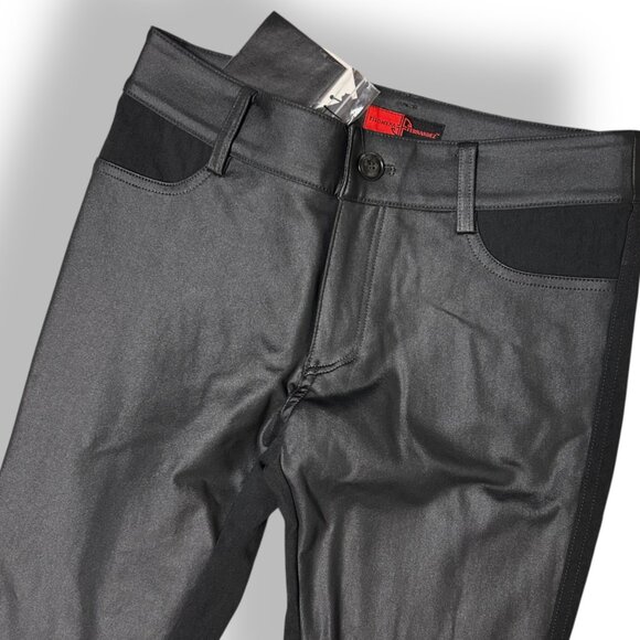 NWT Filomena Fernandez Mix Media Black Womens Pants Jeans Sz 38/XS 2-Tone Skinny - Picture 3 of 8